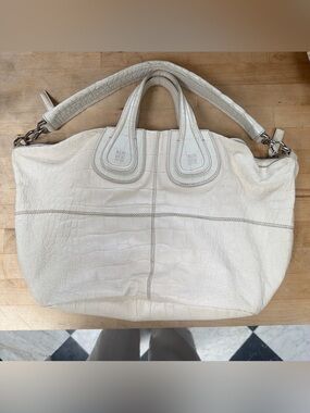 White Givenchy Nightingale Croc-Embossed Leather Bag - Authenticated